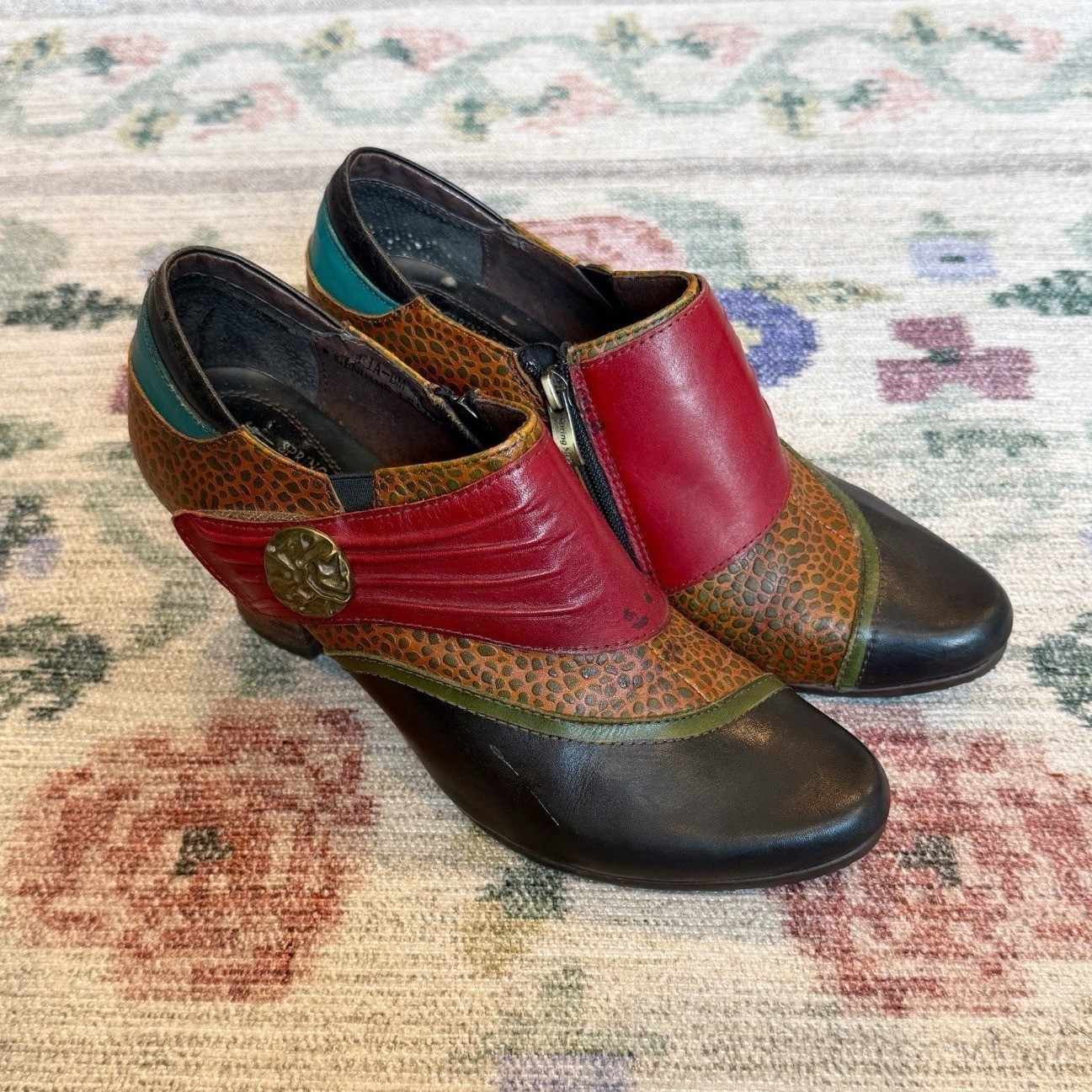 L’artise Spring Step Womens Colorblock Ankle Booties Size 41 Animal Print Artsy