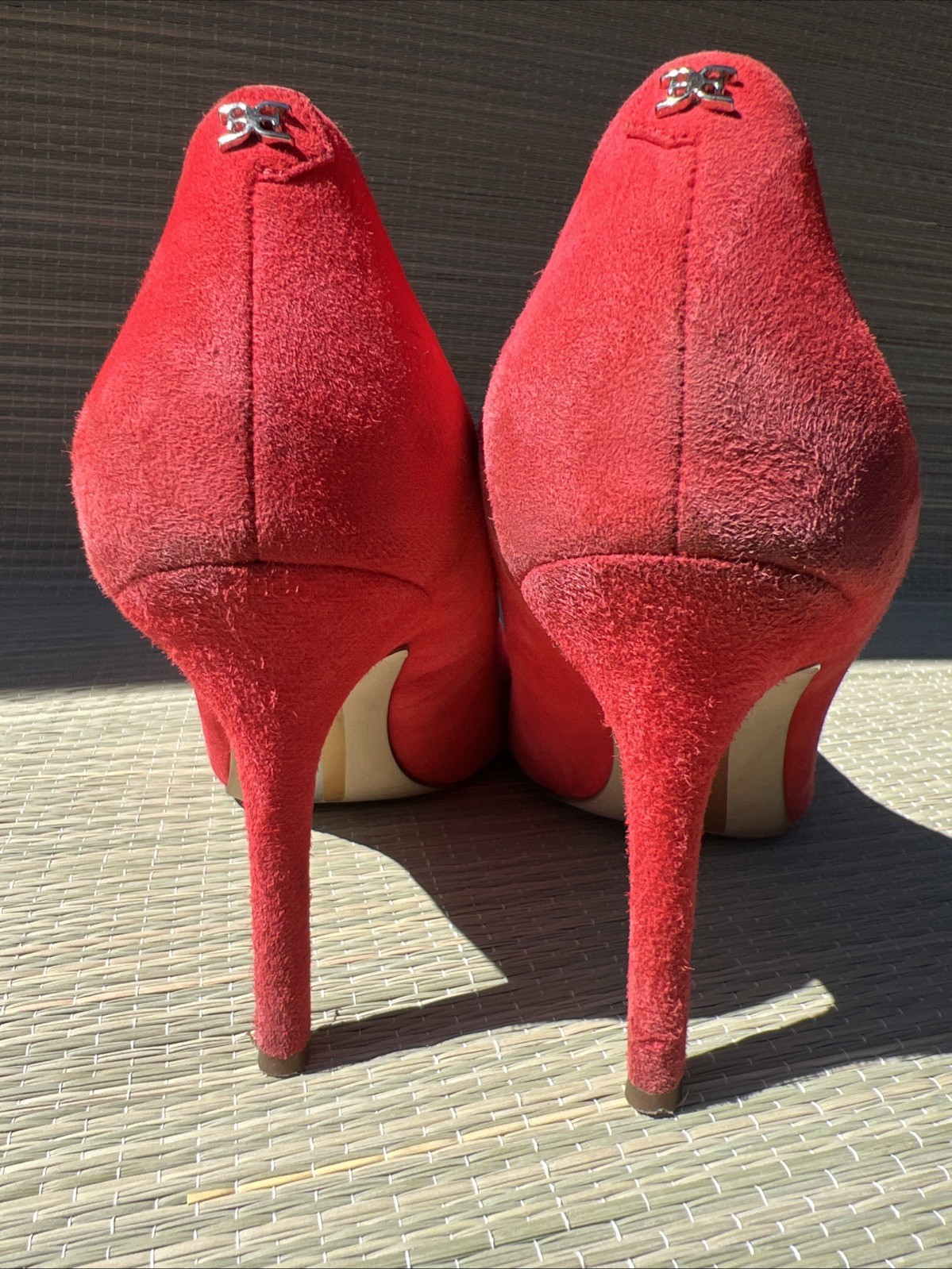 Sam Edelman Women’s Red Suede Heels Size 8 Preowned Condition