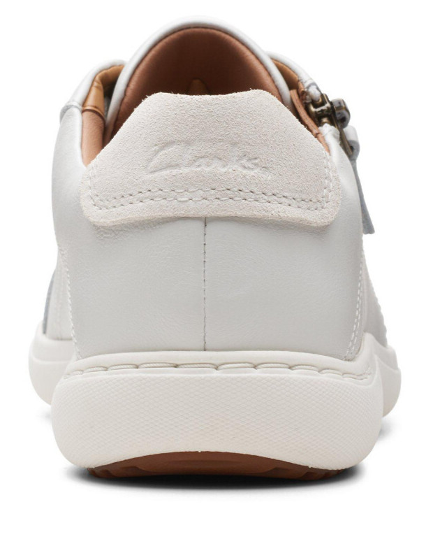Clarks Women’s Nalle Lace White Leather Sneakers (Select Size)