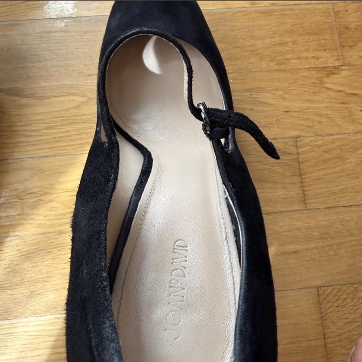 L.K. Bennett Black / Chrome Suede Platform Pumps Ankle Strap Mary Jane US 11 M
