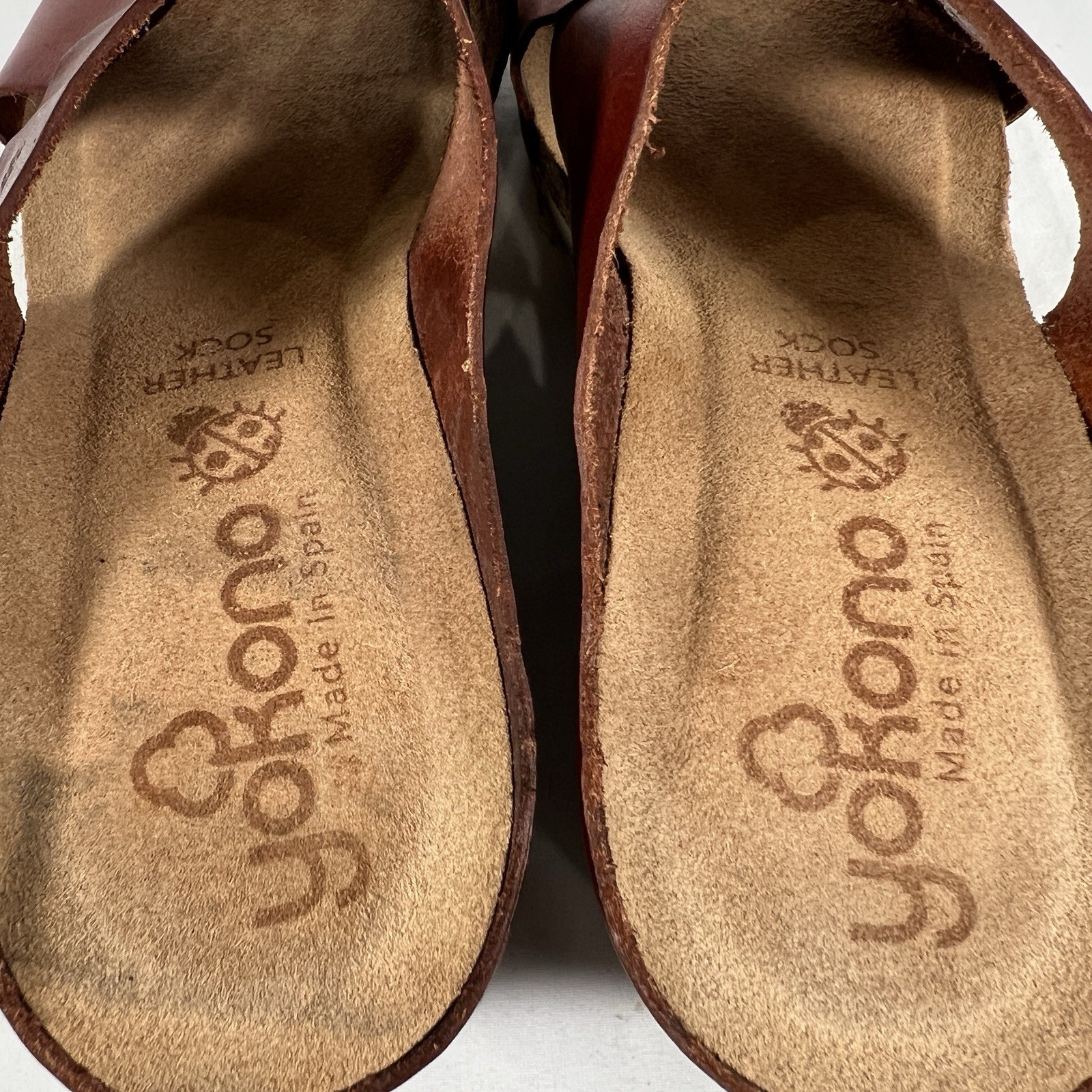 Yokono Spain Brown Leather Platform Slide Sandals Sz. 8 Minimalist Boho