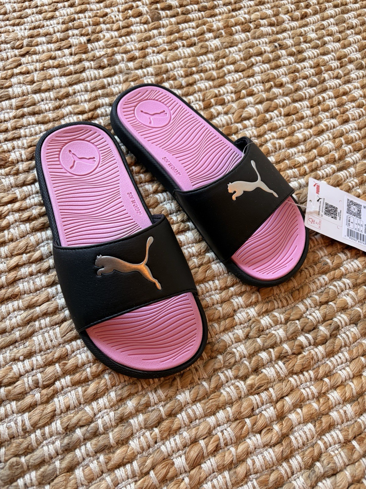 Puma Black & Pink Slide Sandals with White Logo. Cool cat 2.0 sport women’s 6