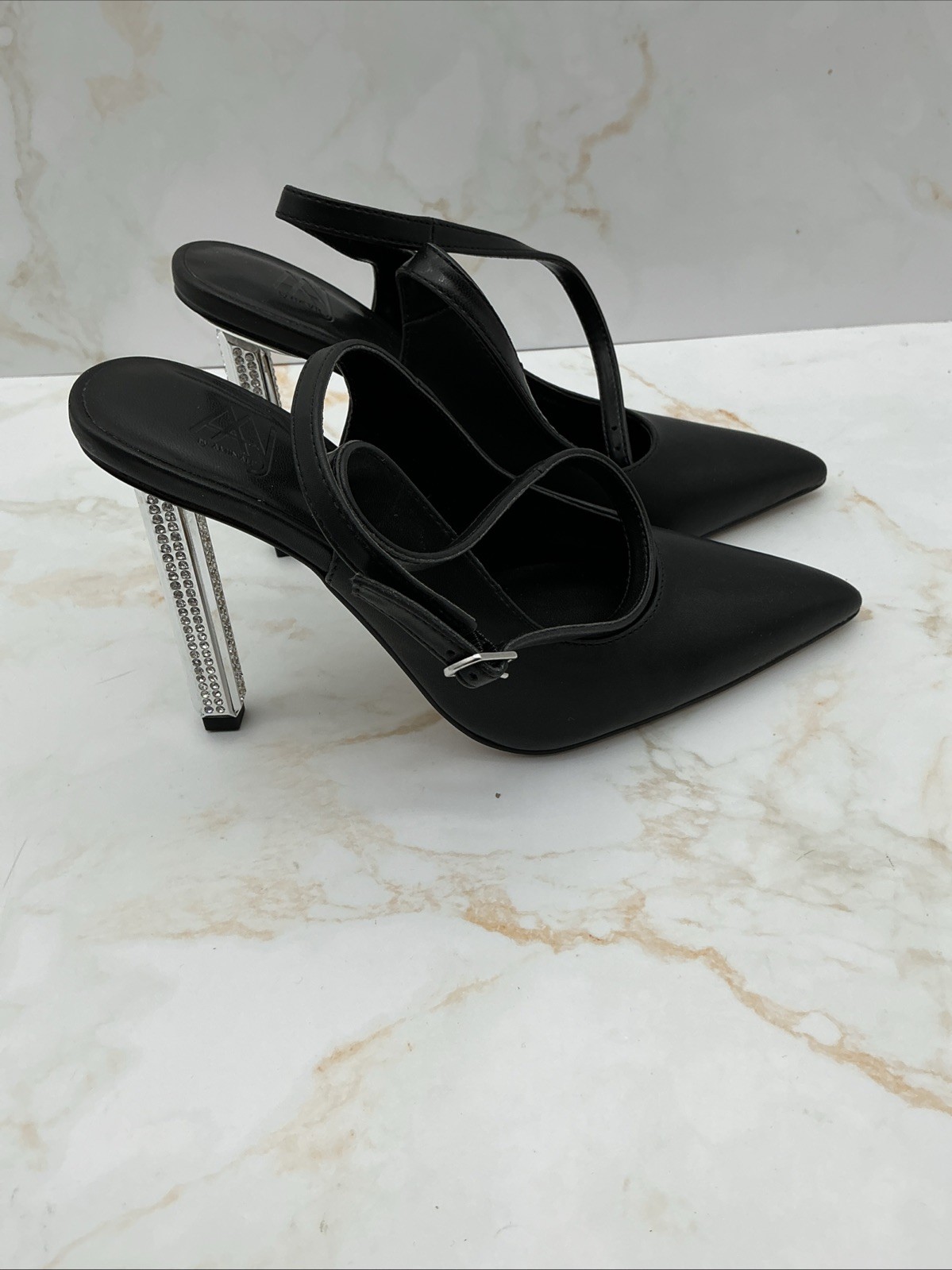 Aaj by Aminah Women’s Saraphina Embellished Heel Ankle-Strap Pumps – Black 5 M
