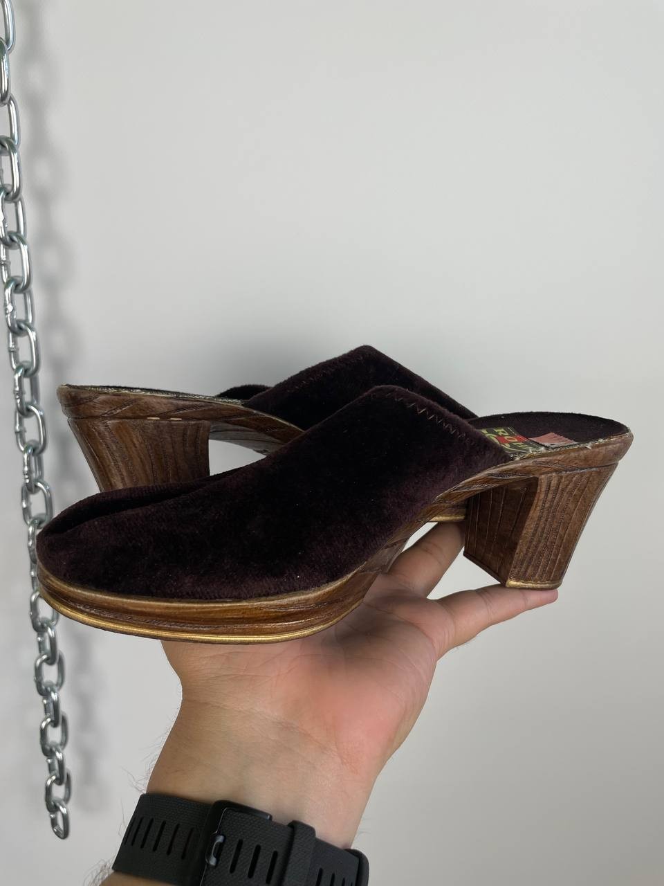 Rohde Freizeit vintage 1997 women’s velour clogs with embroidery size Eu 40