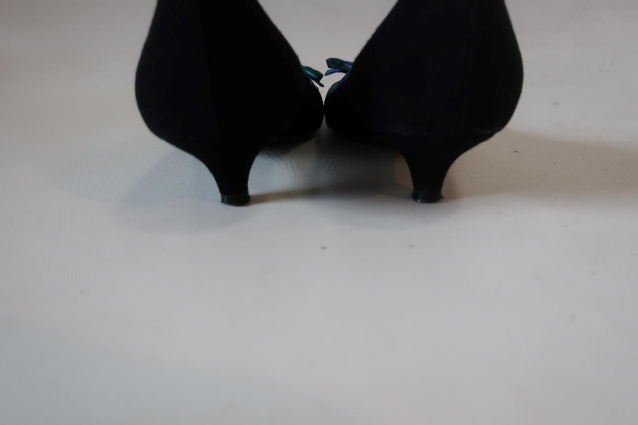 Womens Emilio Pucci Black Suede Blue, Green Trim Shoes 36 EUR/ US 6