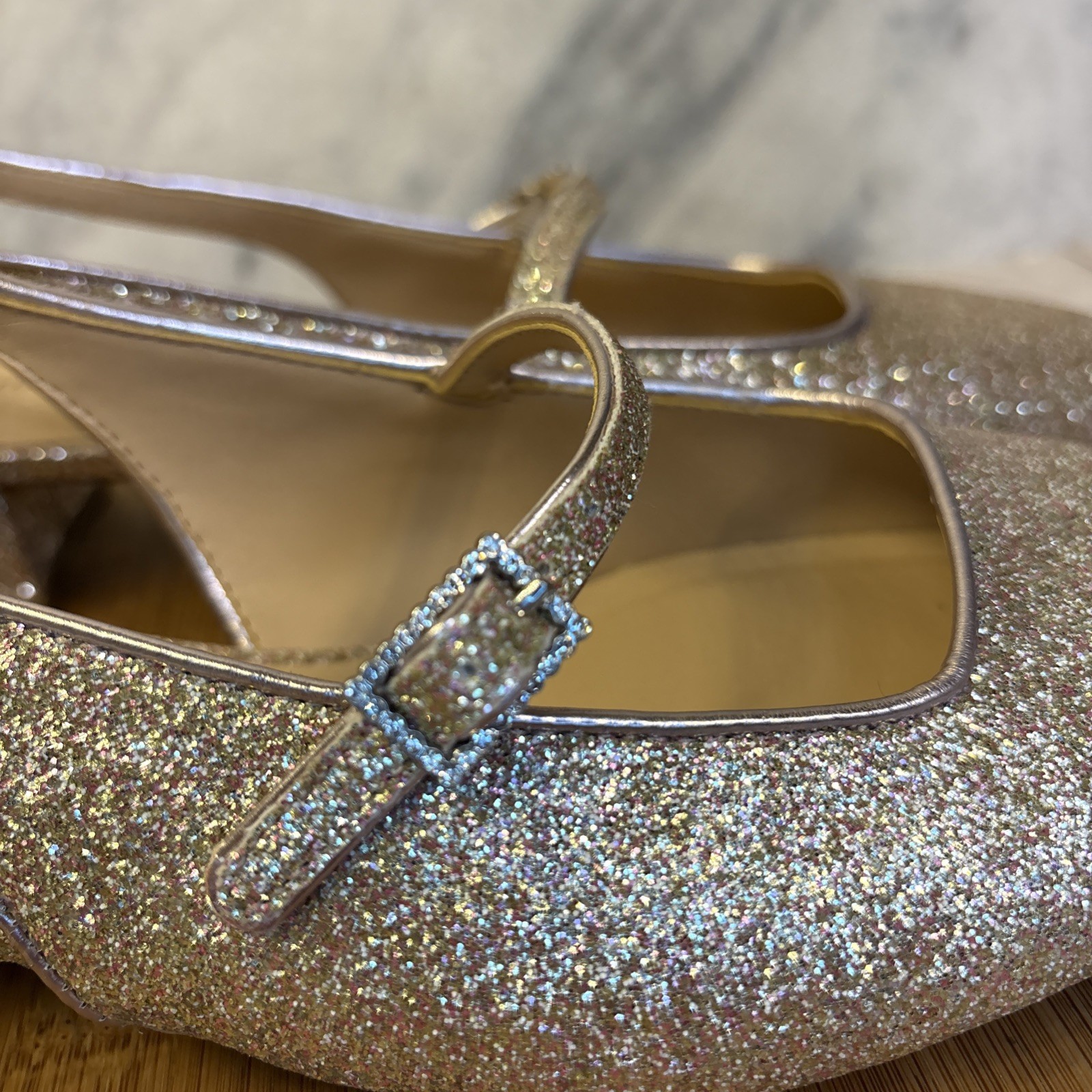 On 34th Women’s Amelia Buckled Slingback Pumps Rose Gold Glitter 11 M