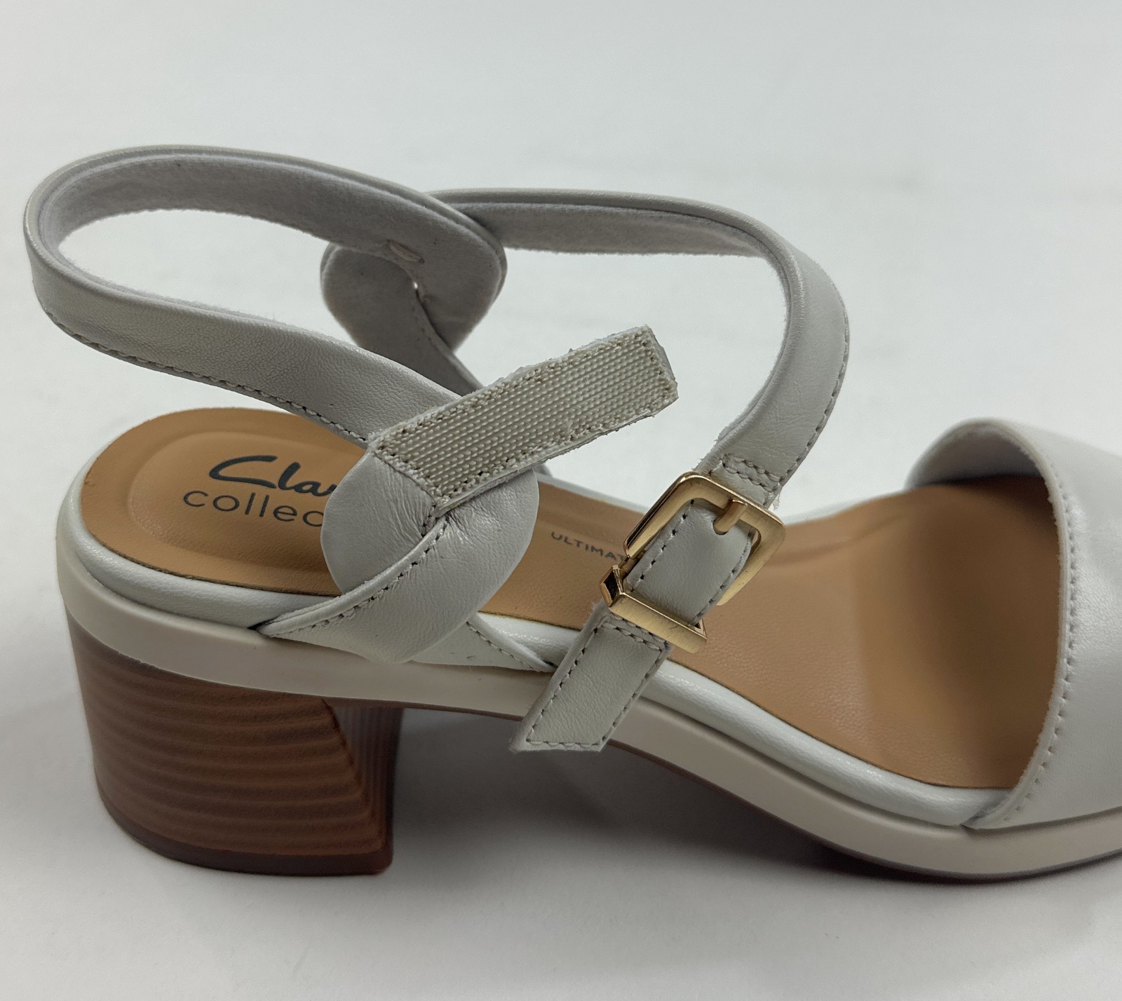Clarks Jaylan Ray Off White Leather Womens 7.5 Block Heel Sandals Strap 26181660