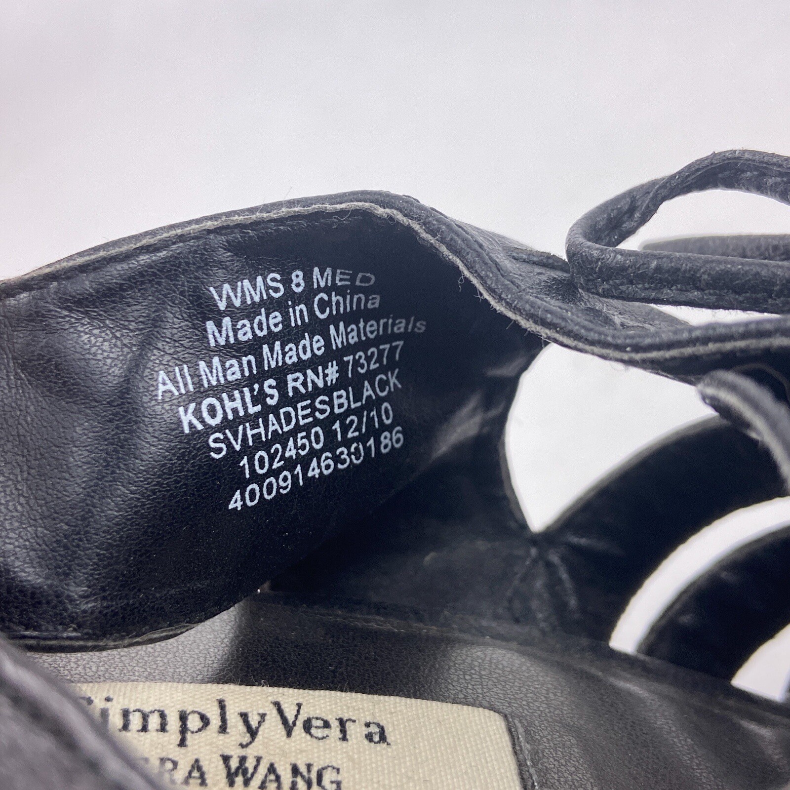 Simply Vera Wang Heels Women 8 M Black Hades Lace Up Studded Sling Back Shoes 3″