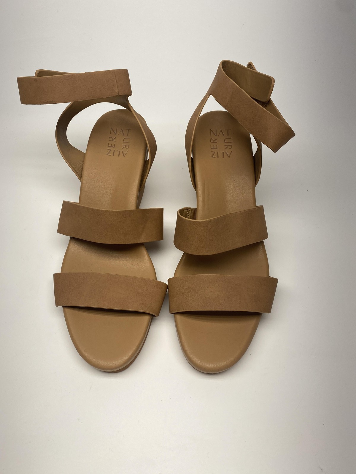 Naturalizer Shoes Womens Size 9.5 Tan Wedge Sandals Ankle Strap Comfort Casual