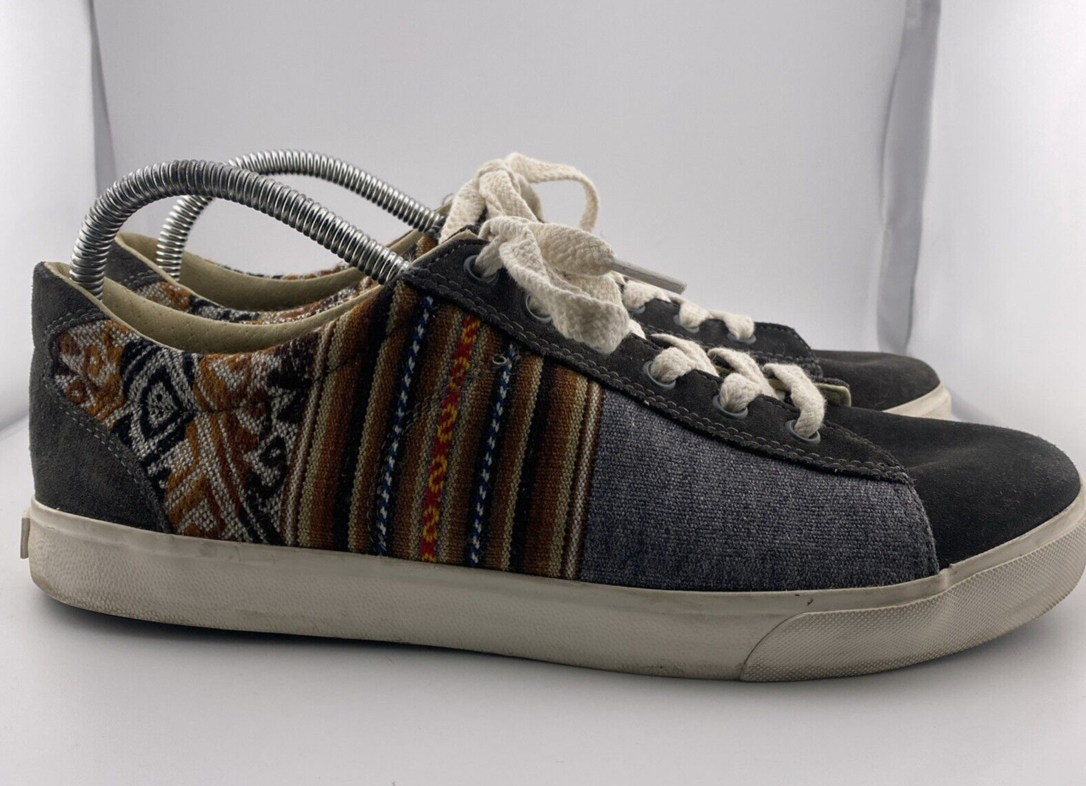 Inkkas Canvas/Suede Sneakers Boho Native Aztec Gray Brown Mens 11 Womens 13