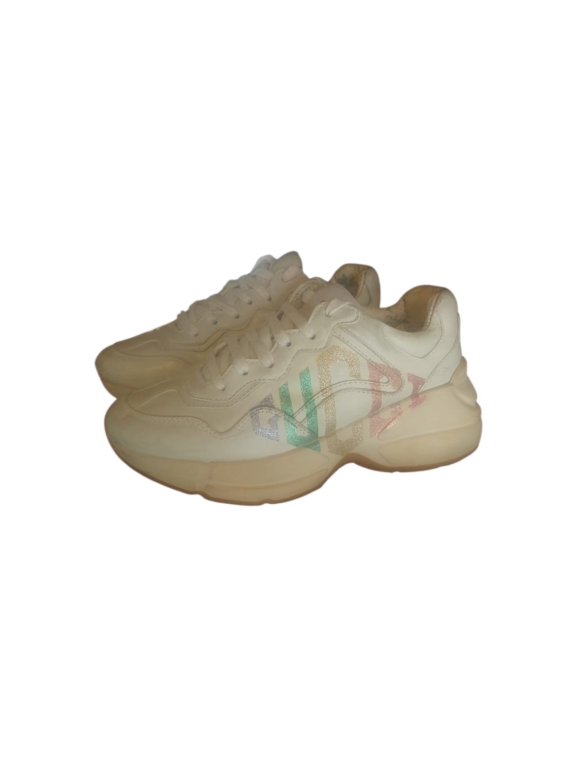Gucci Rhyton Glitter Logo Sneakers Size 35 EU, 5 US