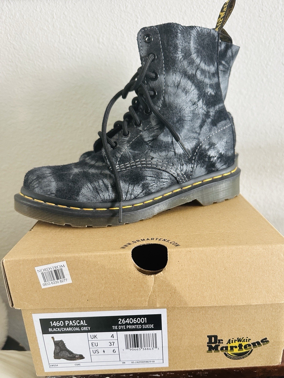 Dr. Martens 1460 Pascal Tie Dye Suede Lace-Up Ankle Combat Boot US 6 EU 37