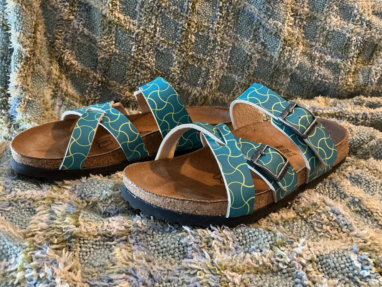 Birkenstock Birki’s Turquoise Blue Sandals Sz 39 Women’s Rave NEW