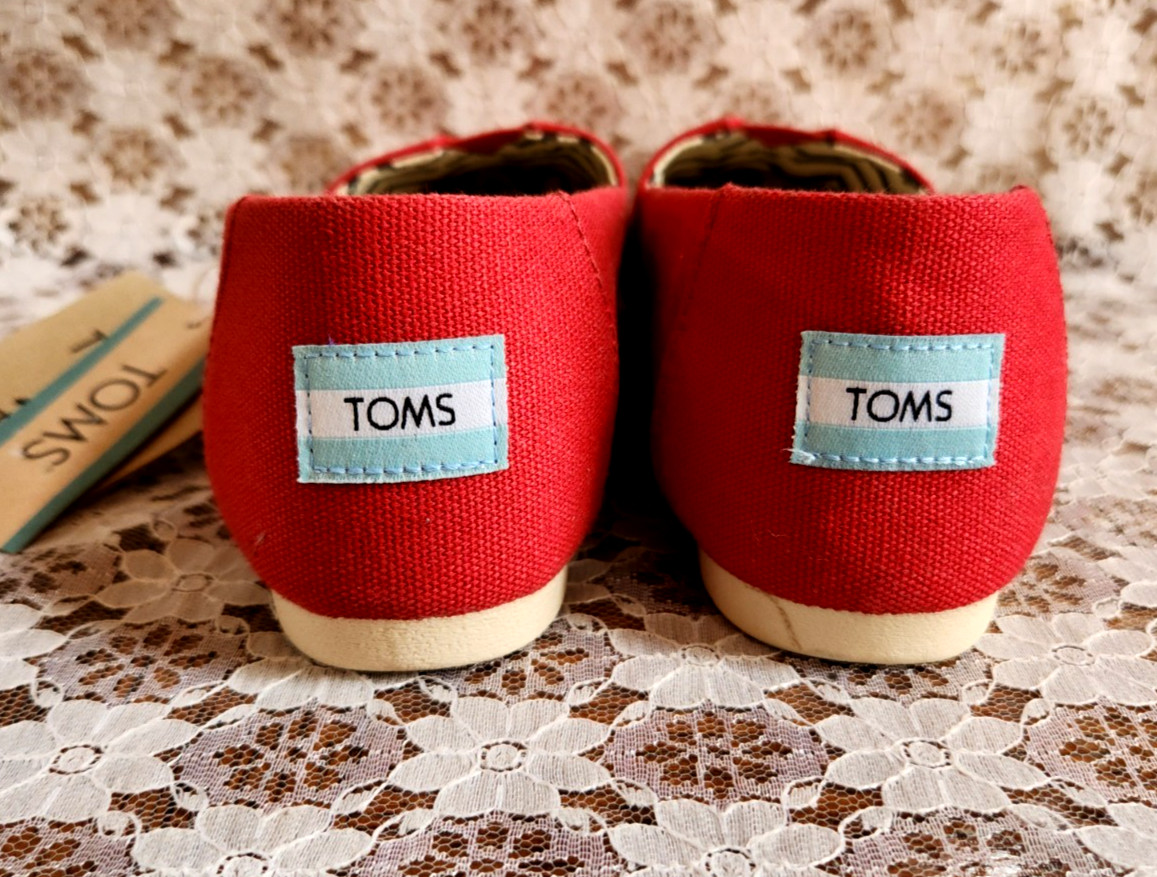 TOMS SHOES, Red Recycled Canvas Alpargata, Women’s 6.5 , NEW with TAGS