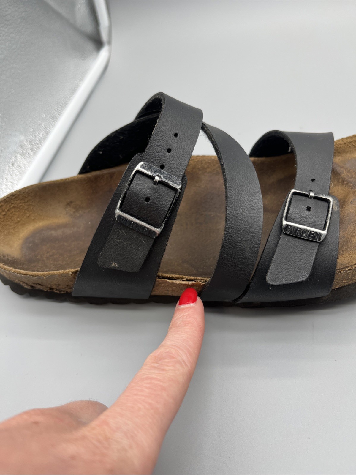 Birkenstock Size 40 Salina Black Leather Three Straps Sandals See Description