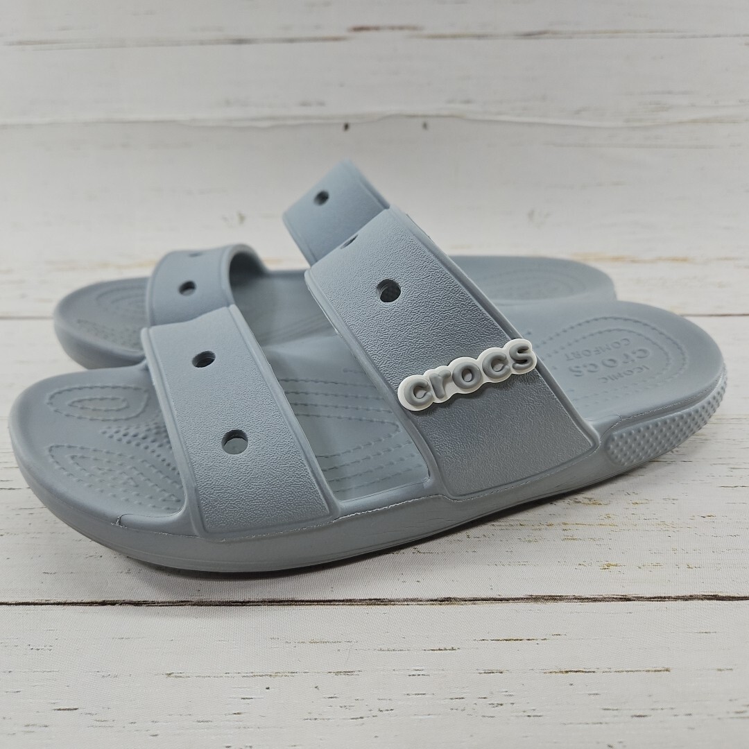 Crocs Classic Dual Band Womens 8 Gray Slip On Slides Sandals Jibbitz 206761