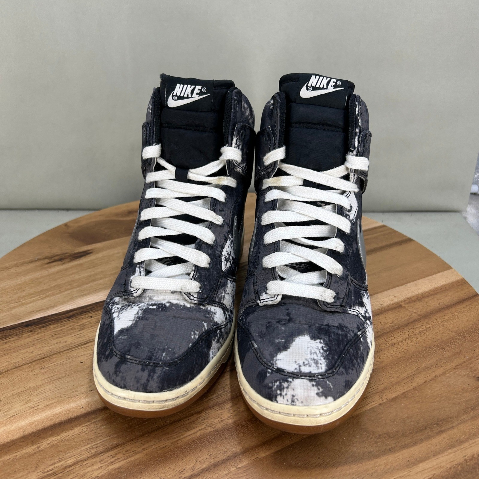 Nike Dunk Sky Hi PRM Tie Dye Black Silver Wedge Sneakers 543258-004 Womens 10