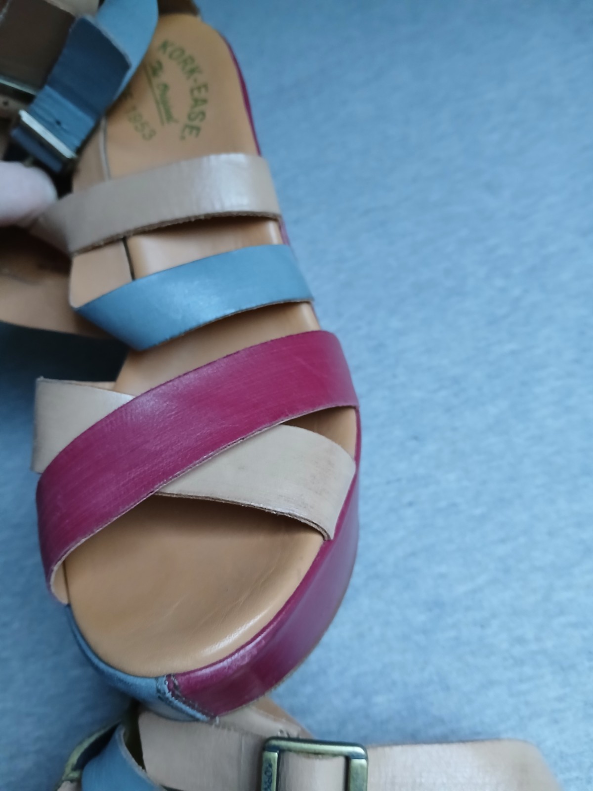 Kork Ease Sandals 7.5 Tall Wedge Colorful Bohemian Boho Beach Leather Comfort