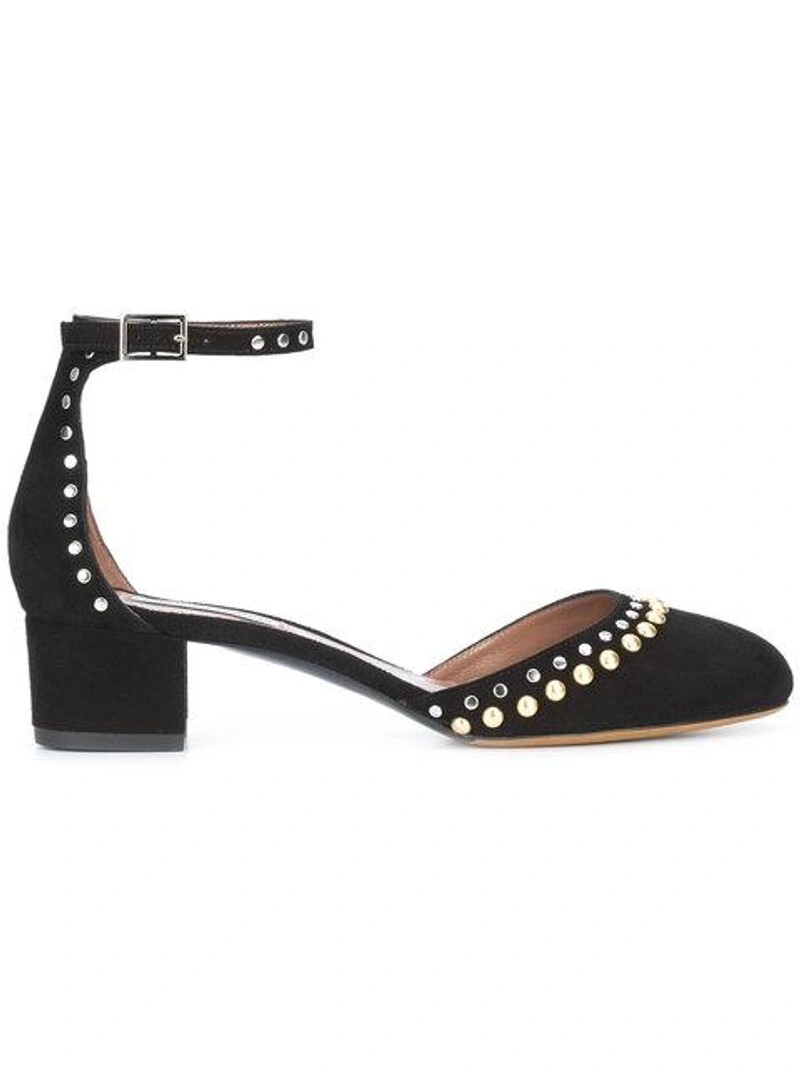 Tabitha Simmons Anais Black Suede Leather Studded Ankle Strap Pump Shoes 40.5