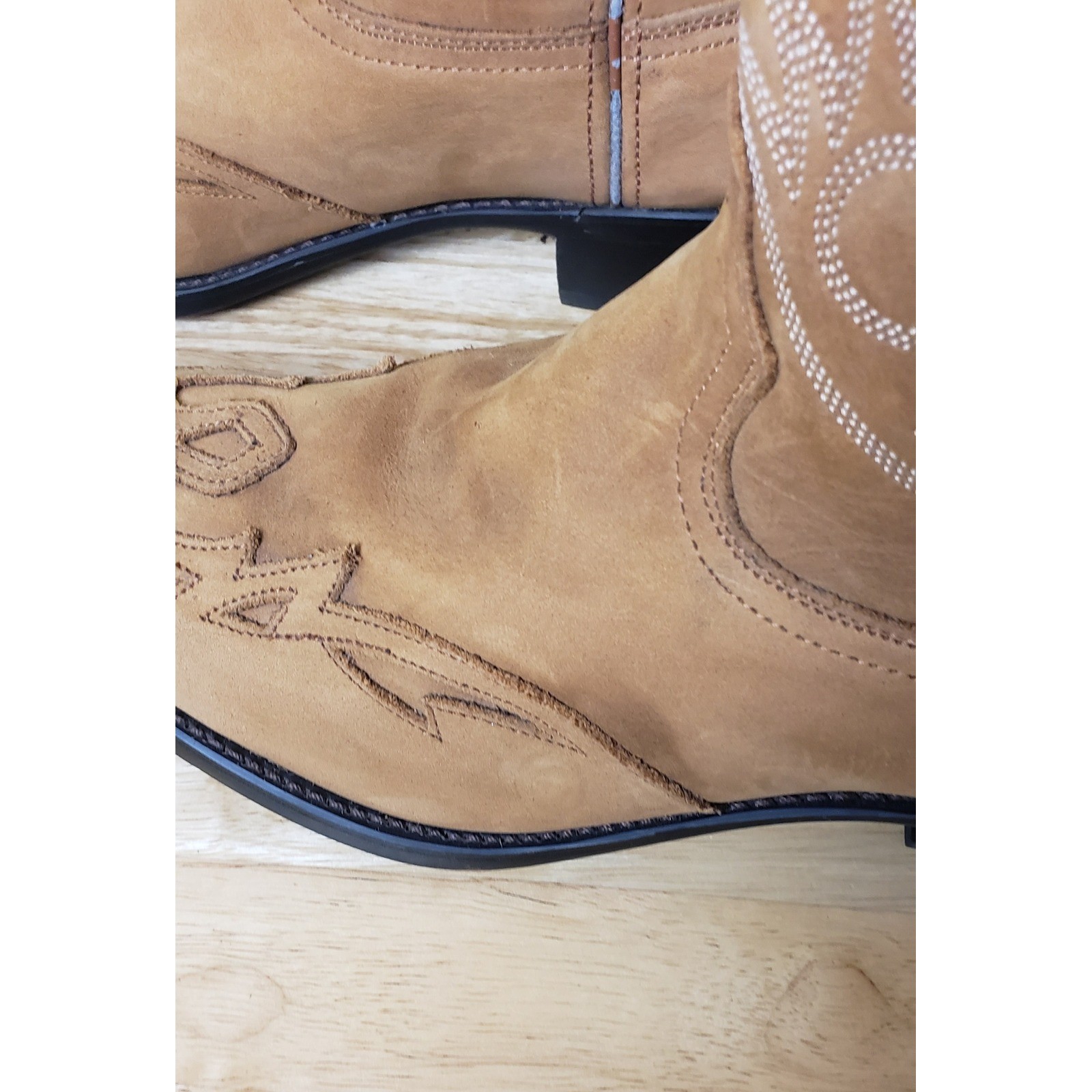 Durango Tan Leather Western Cowboy Boots Pointed Toe Stitched Womens 10D Rodeo