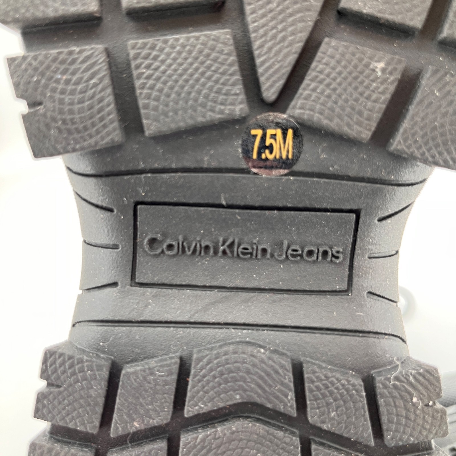 Calvin Klein Nelsa Ankle Boot Black Size 7.5 Synthetic Textile Lug Sole