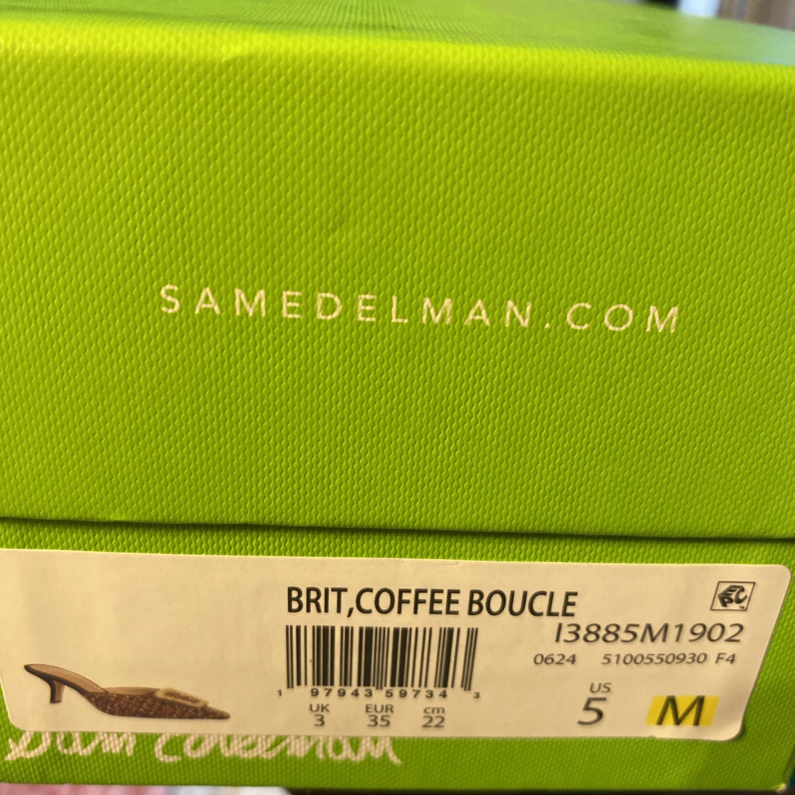 Sam Edelman Brit Shoes Womens Size 5 Coffee Boucle Tweed Gold Buckle Heels Mules