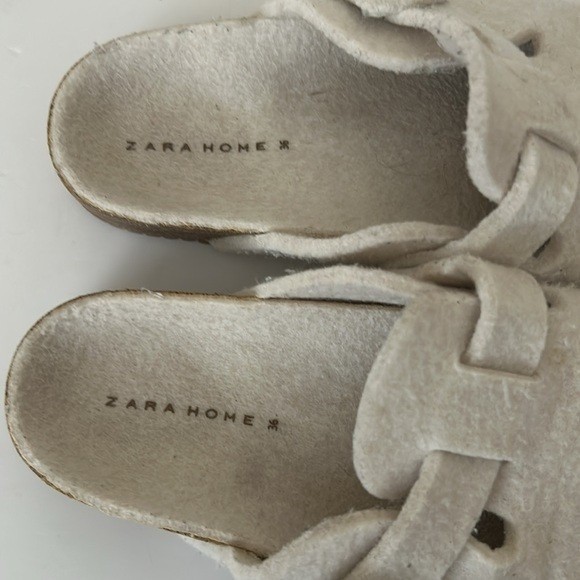 Zara Home Felt Lined Adjustable Buckle Mule Clog Sip On House Outdoor Slipper 36