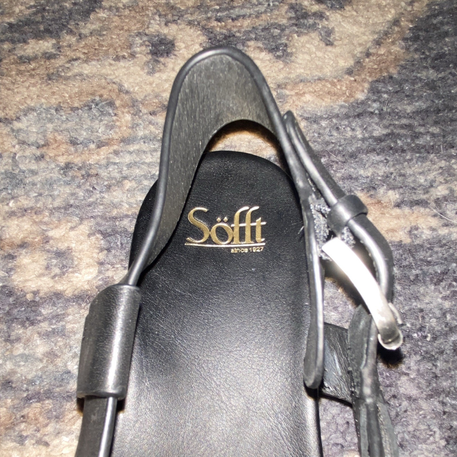Sofft Women’s Black Leather Strappy Sandals Buckle Closure Ankle Strap 10M