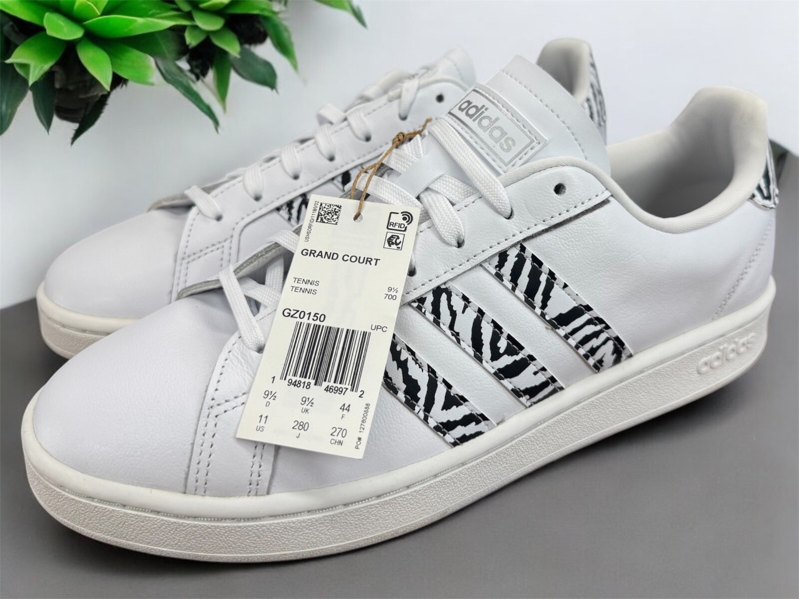 Adidas Women’s Grand Court Zebra GZ0150 Tennis Shoes Size 11 Sneaker White Black