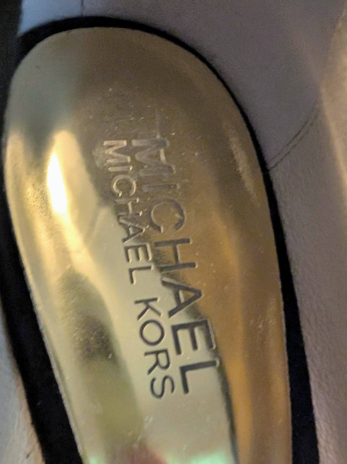 Michael Kors Black Suede Flex Pumps High Heels Gold Accents Size 8 Classic