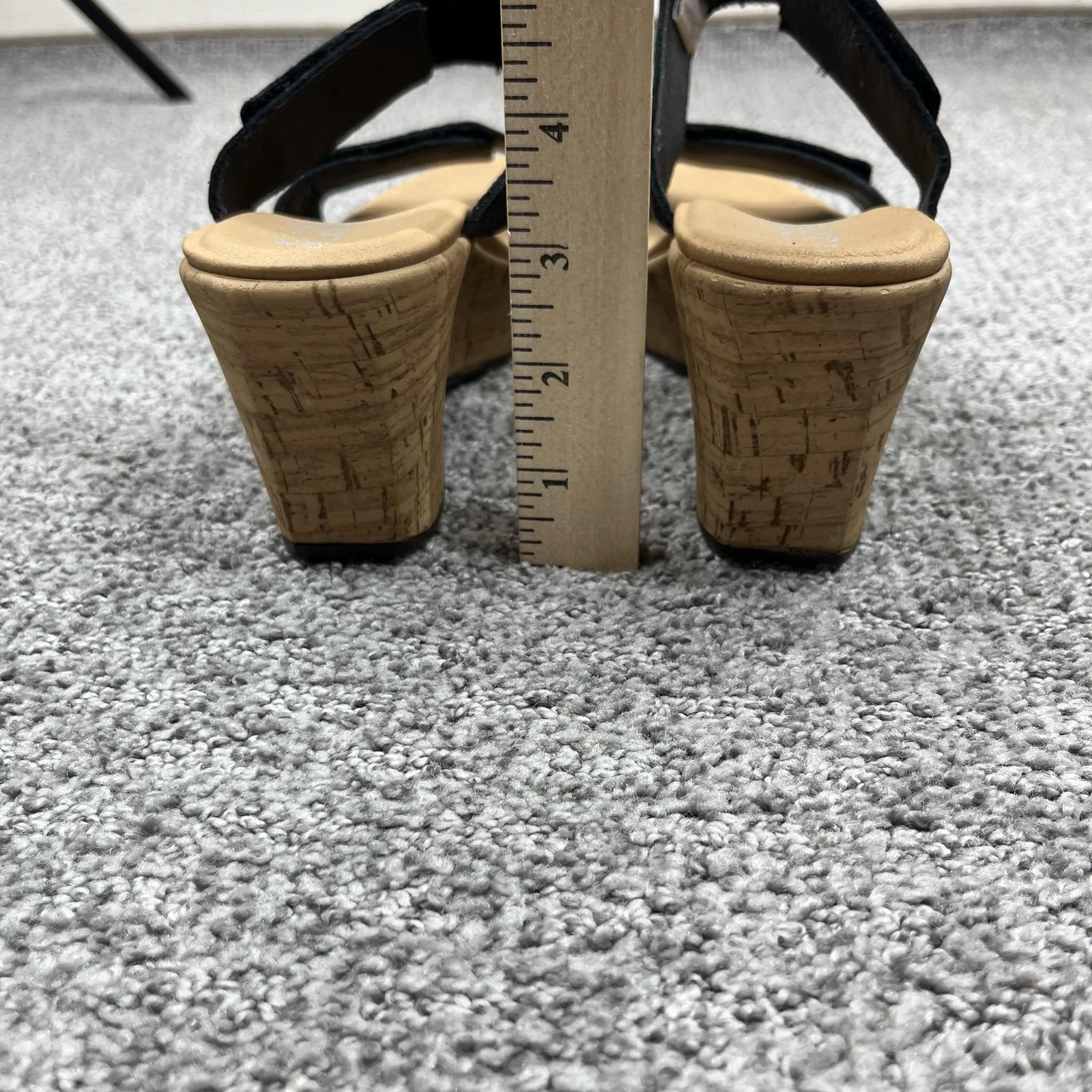 Naot Wedge Sandals Womens 8 Black Leather Cork Adjustable Straps Comfort