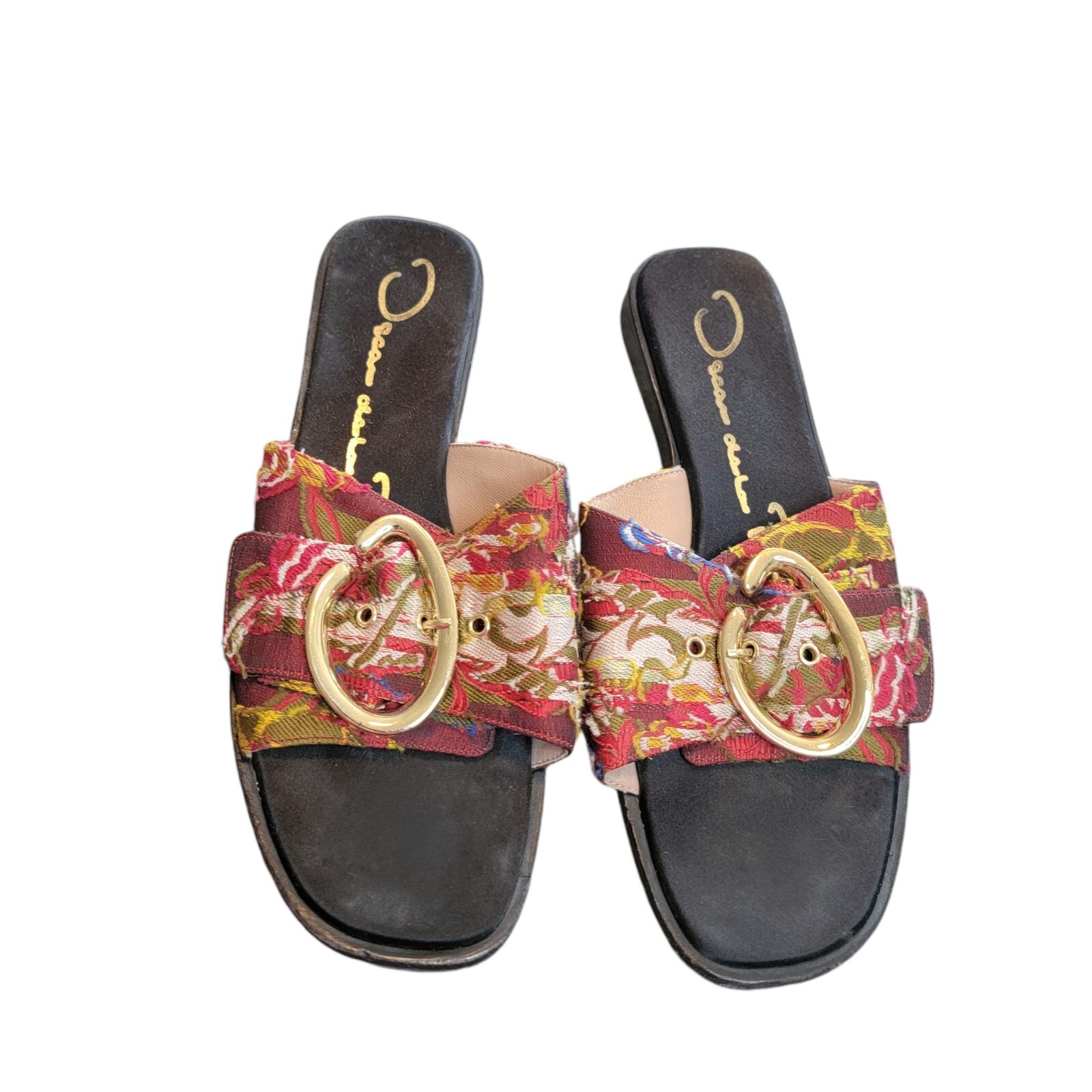 Vintage Oscar De La Renta Womens Colorful Slip On Slide Sandals Sz 38 Shoes