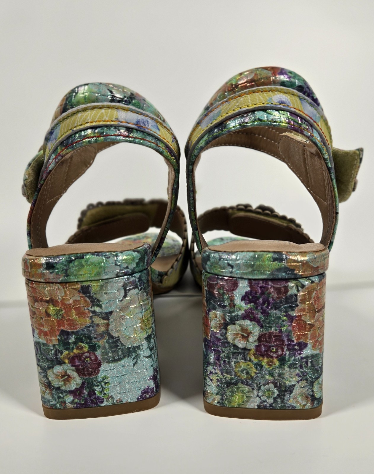 L’Artiste Spring Step Vogeush Floral Heeled Sandal Sz 8.5 (39) Boho Wedding EC