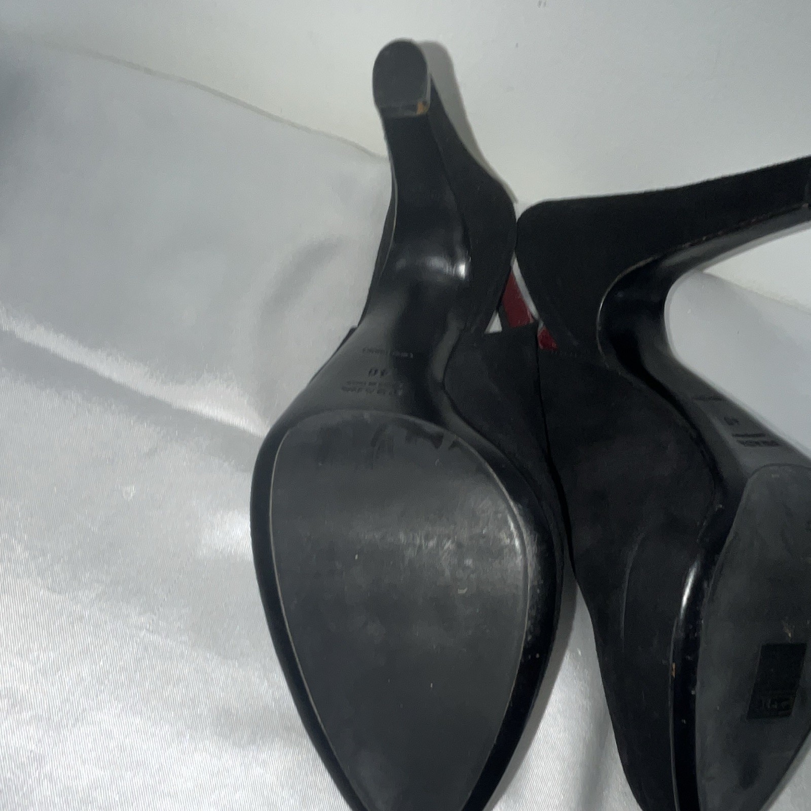 Vintage Prada Black Suede Sculptural Heel Slingback Pumps EU 40 Made Italy