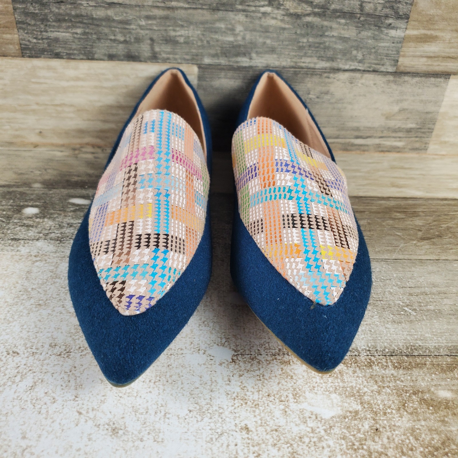 Bellini Ferris Womens Casual Flat Sz 10 M Blue Multi Wool Slip On Pointed Toe