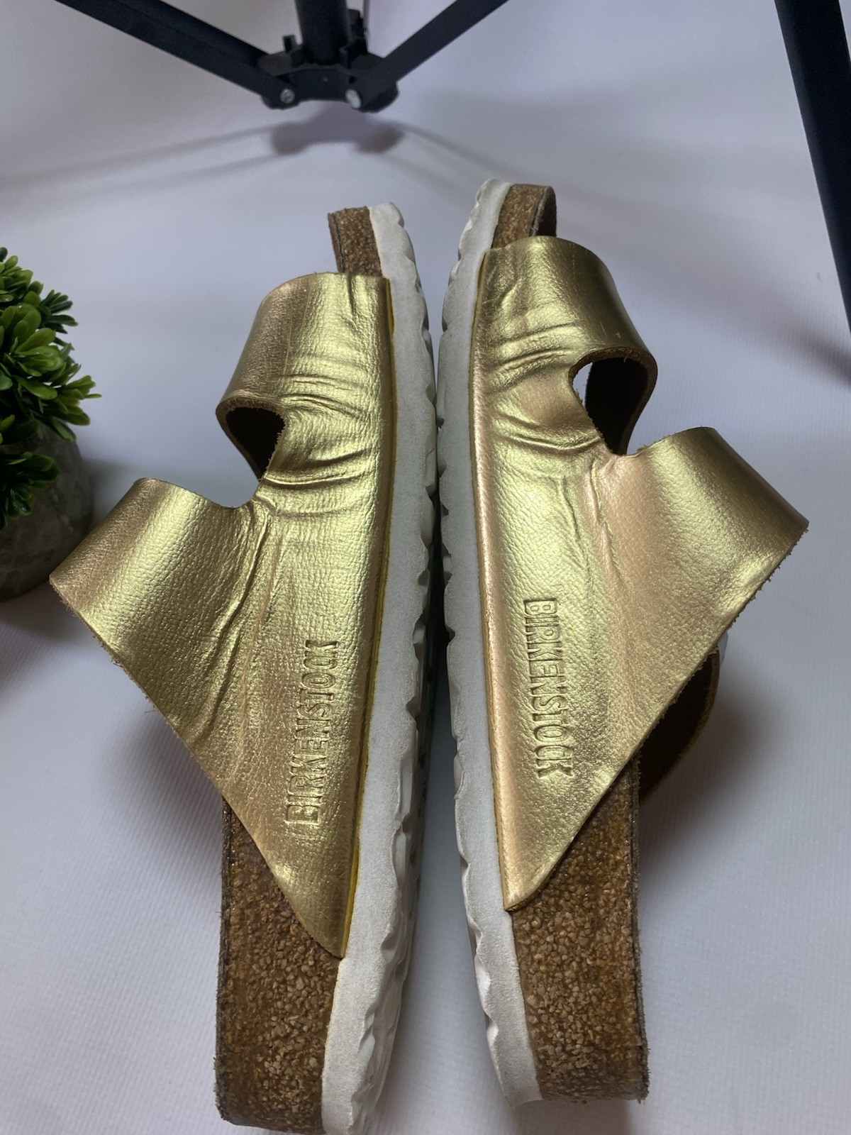 Birkenstock Arizona Gold Metallic Leather Sandals EU 36 Made Germany