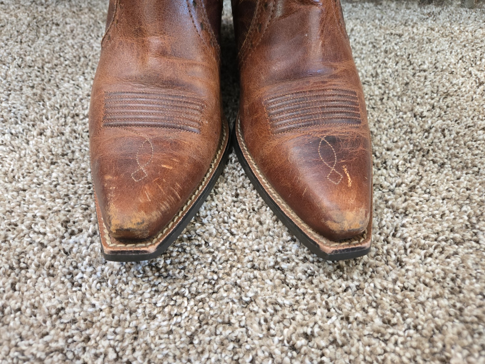 Ariat ATS Brown Leather Western Cowboy Boots Womans Sz 9.5B 10005908 Snip Toe