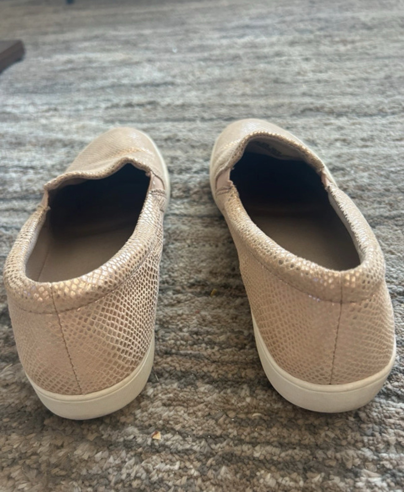 Naturalizer Women’s Slip-On Low Top Sneakers Gold Leather Animal Print Embossed