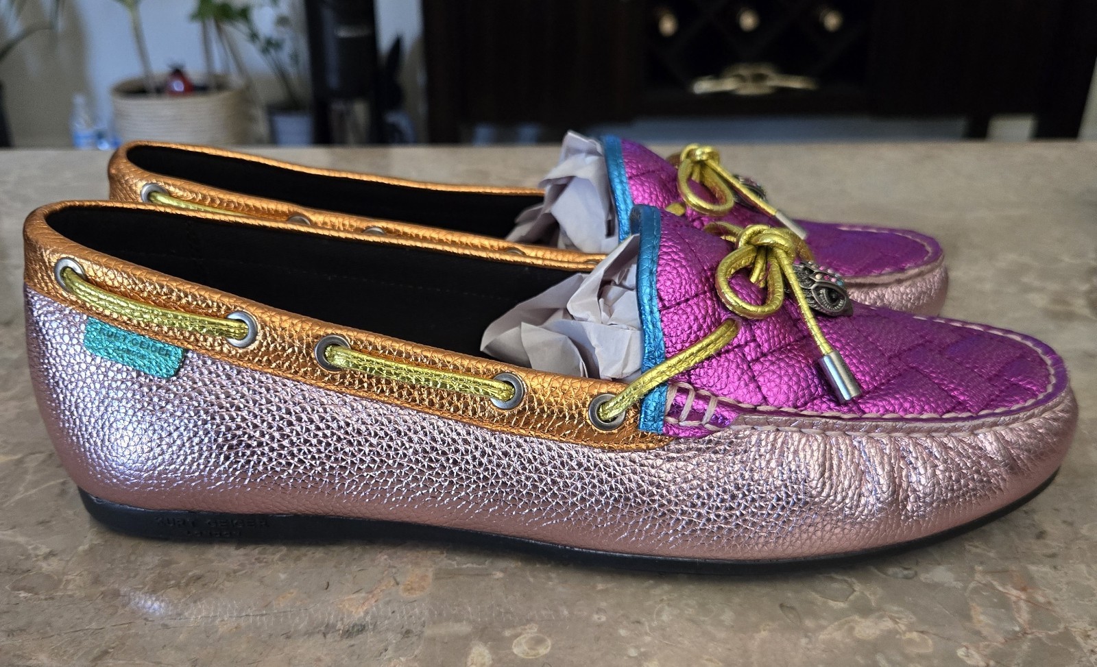 Kurt Geiger London Eagle Moccasin Loafers multi-color metallic pink. 42 – US 11