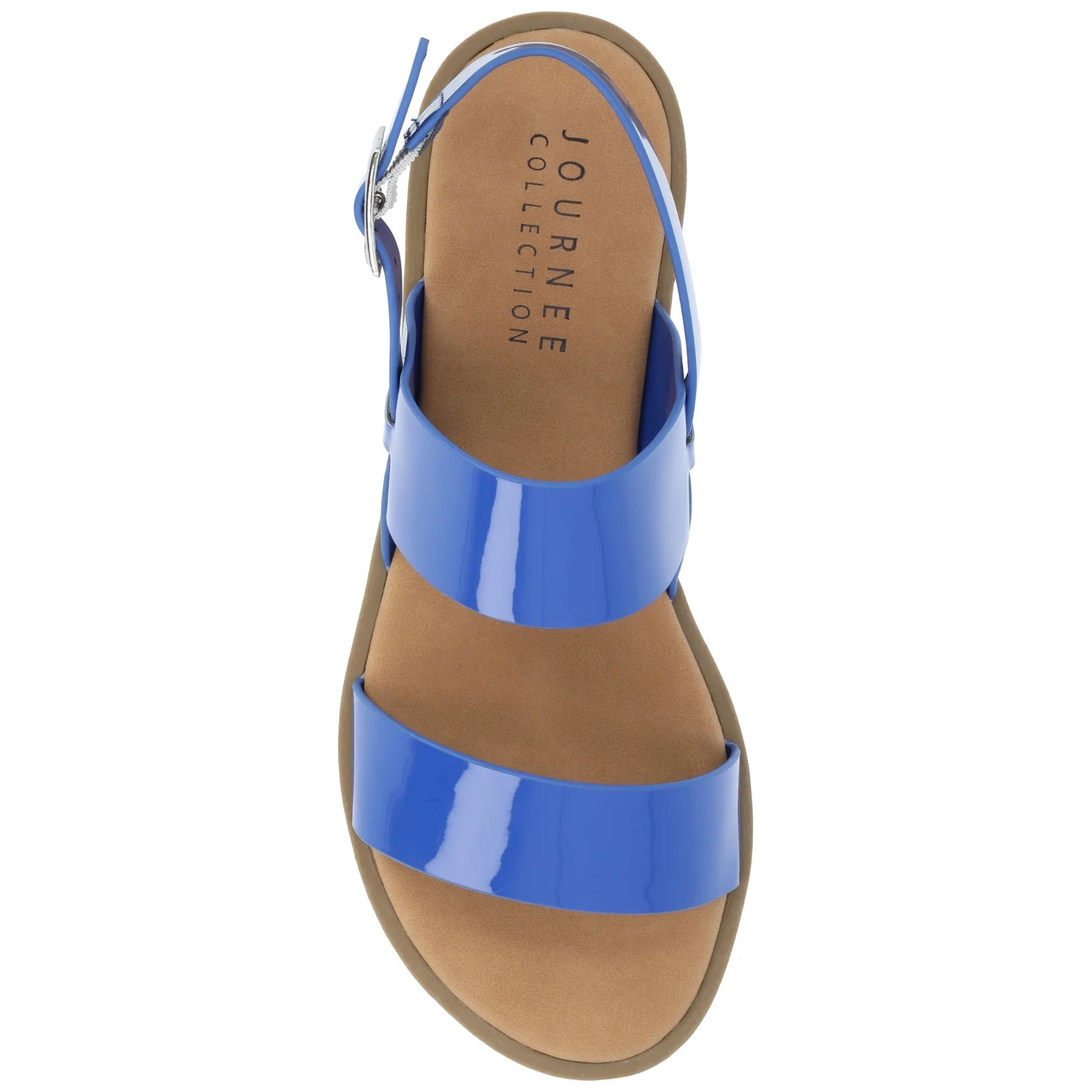 Journee Collection Lavine Double Strap Flat Sandals Blue Women Open Toe Size 11