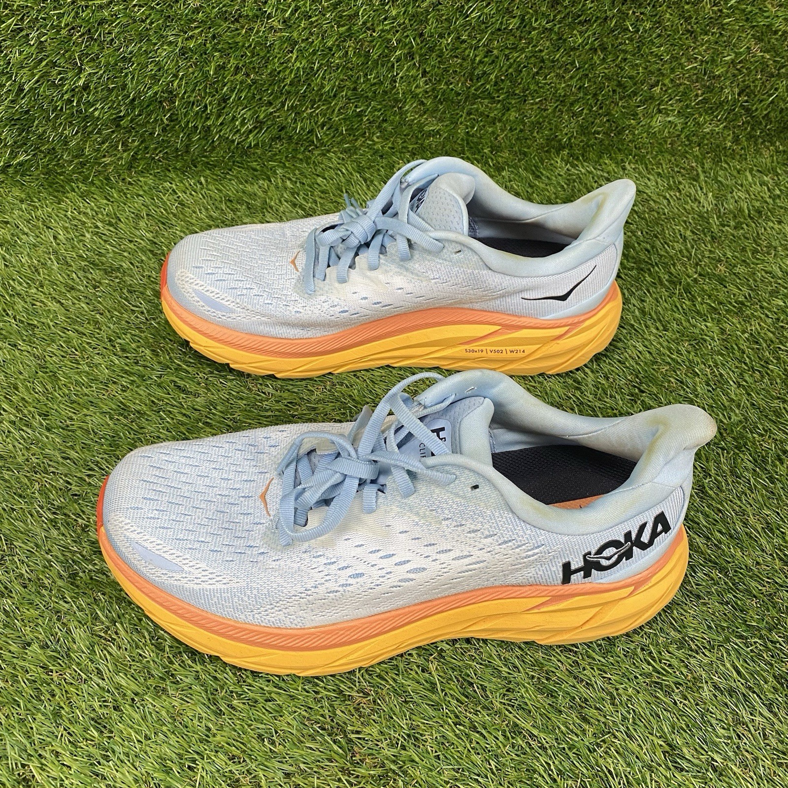 Hoka One One Clifton 8 Women’s Running Shoes Size 9.5 D Summer Song Blue/Orange