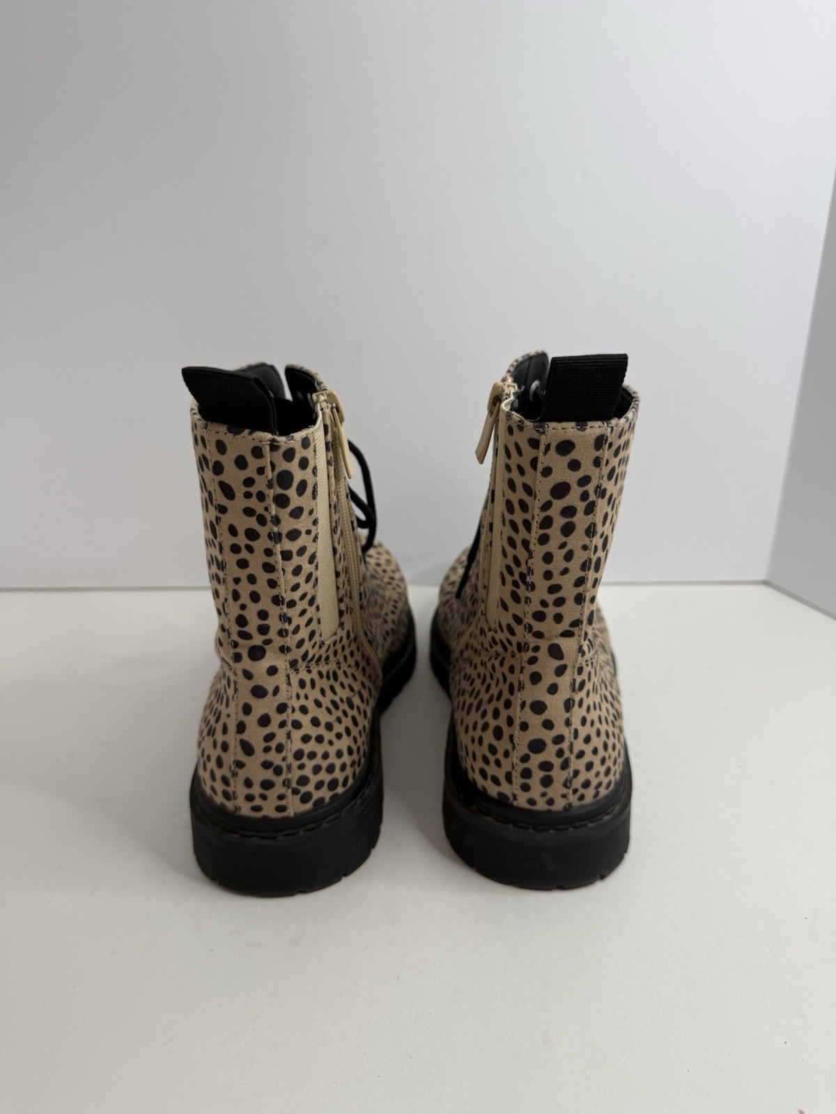 Torrid Leopard Print Combat Boots 9.5WW Wide Width Lace Up Side Zip 13669726