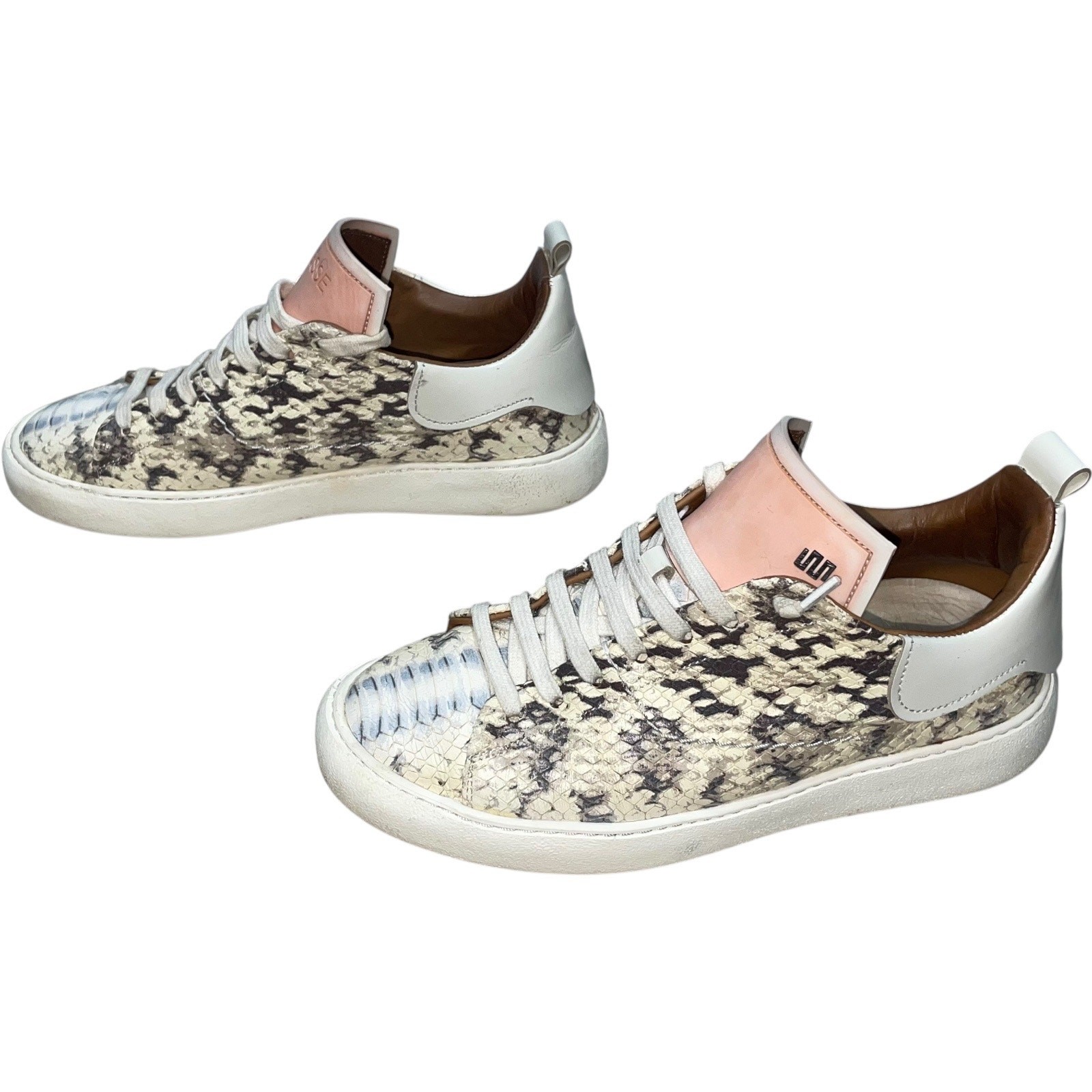 Esseutesse Beige Pink Phyton Skin Sneakers Size: EU 36 US 6.5