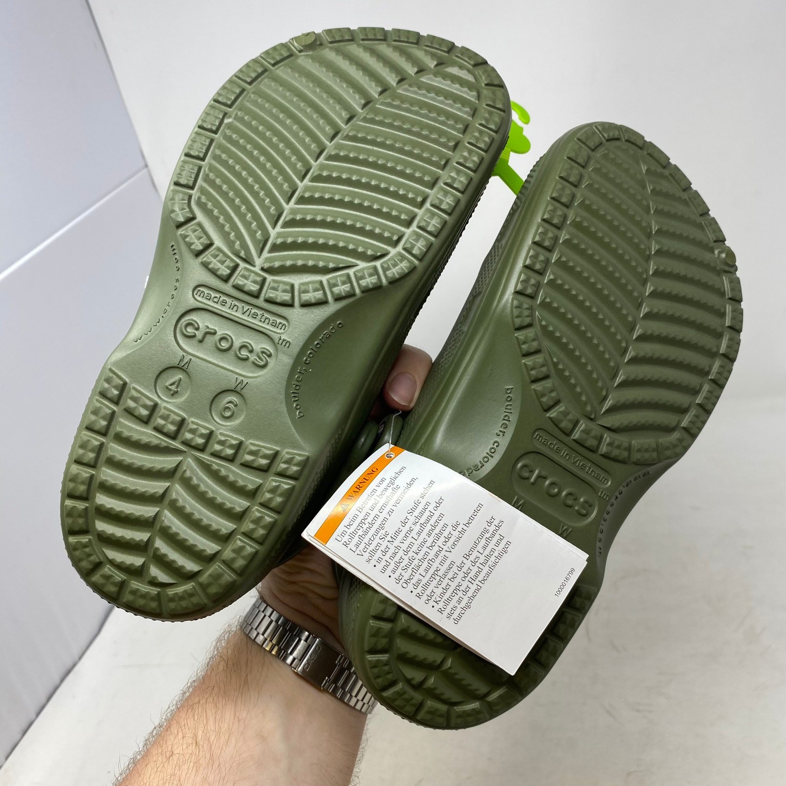 Crocs Baya Lined Clog Army Green Olive Fleece Fur Mens 4 Womens 6 205969-3TC NEW
