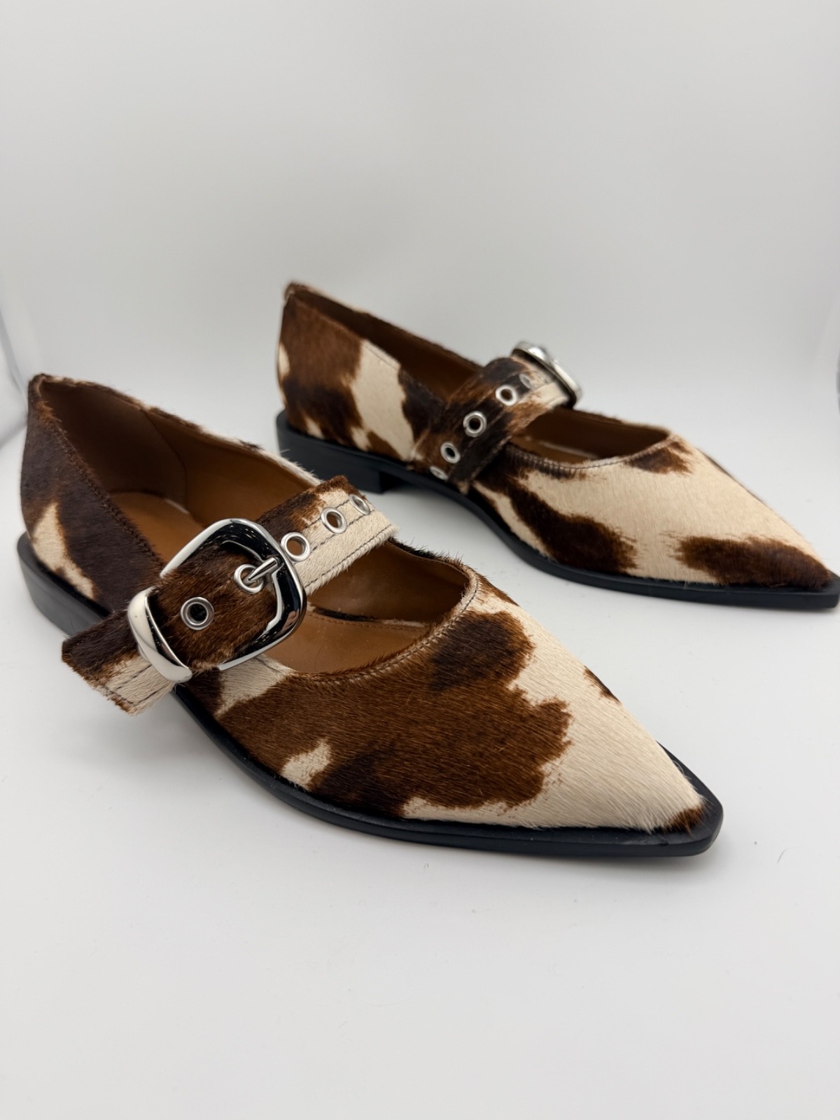 NEW Maeve Pointed-Toe Moto Mary Jane Flats Size US 8 / EU 39