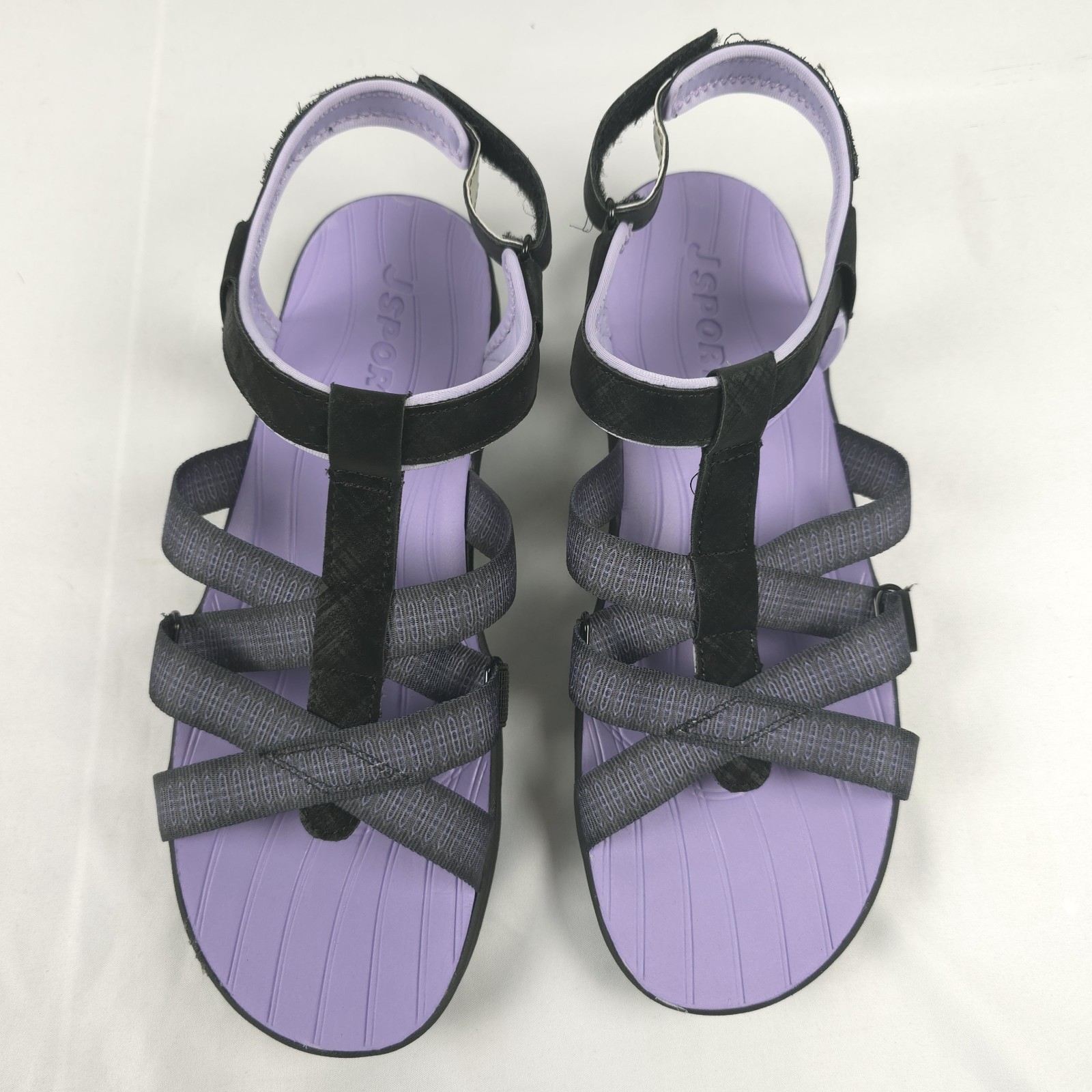 JSport Womens 10M Kaia Adjustable Strap Water Sports Comfort Sandal Black Purple