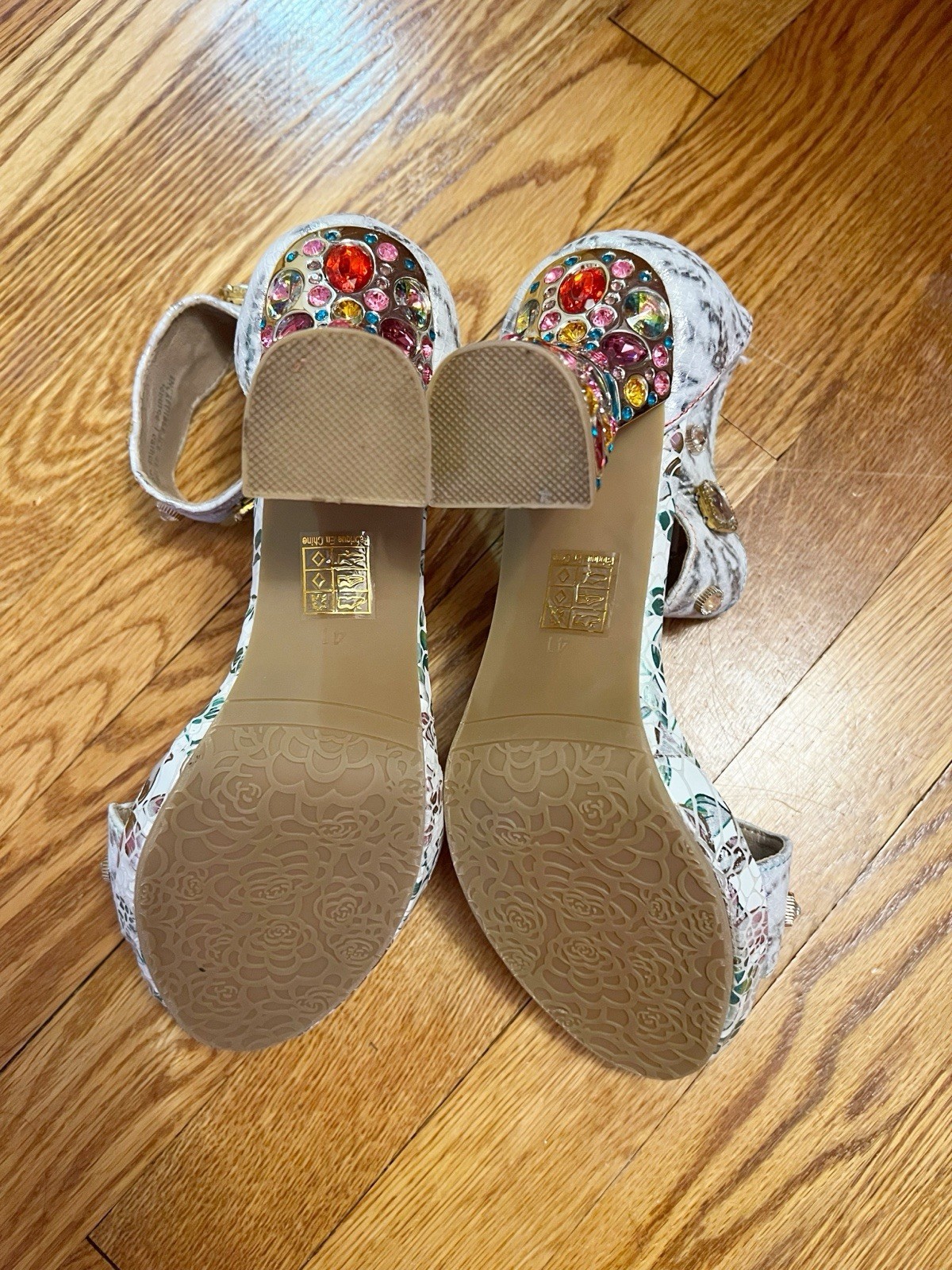 L’Artiste By Spring Step Incredible Ice Platform Jeweled Sandals Size 41/9.5-10
