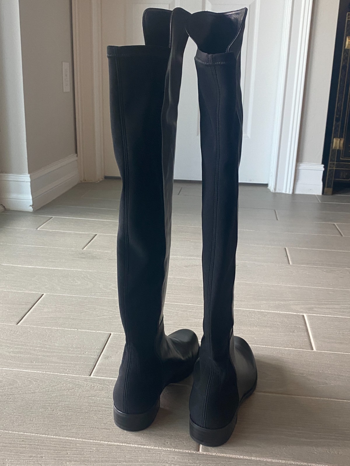 Stuart Weitzman 5050 Black Nappa Leather Over The Knee Boots 8.5 M NWOB Riding