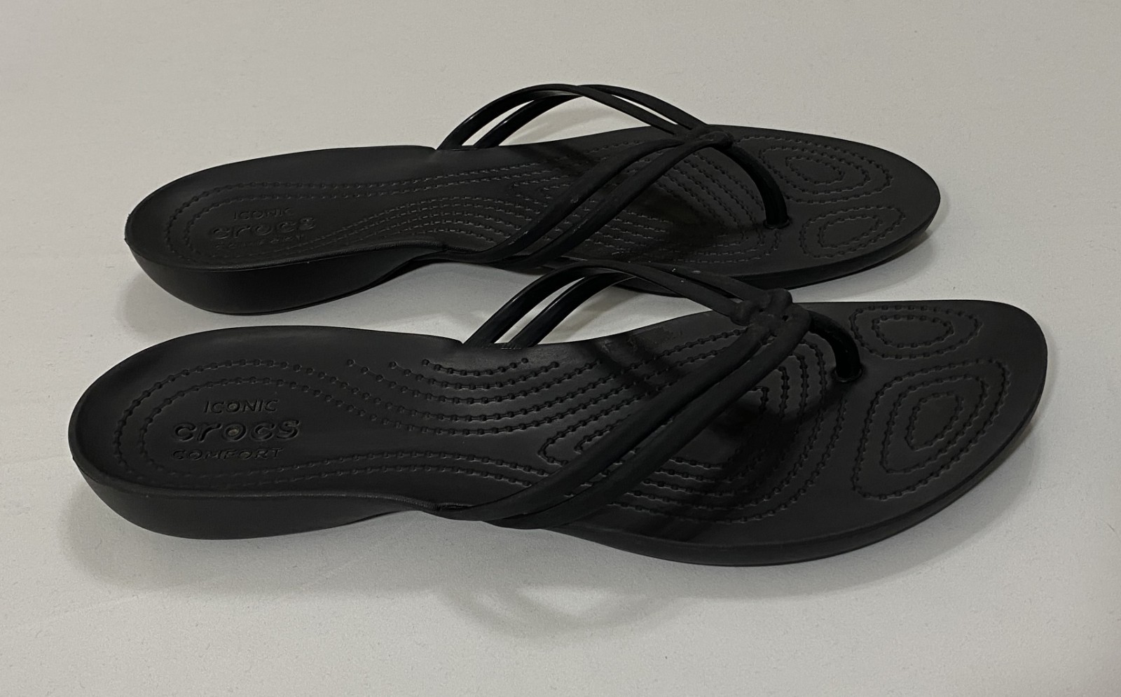 Crocs Isabella Flip Flop Sandals Size Womens 10 Black Strappy Jelly Thong 202468