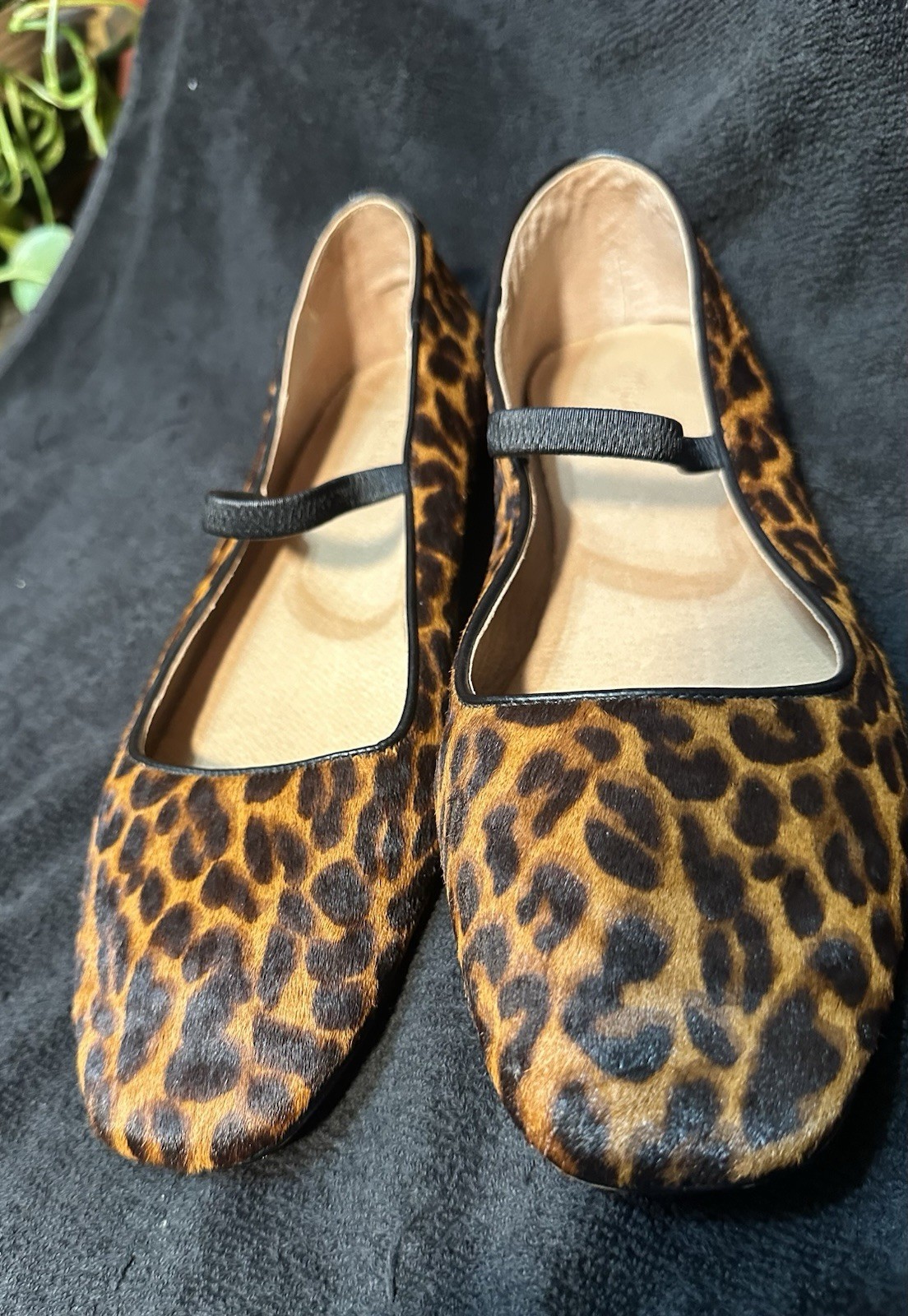 MADEWELL Greta Ballet Mary Jane Flats Square Toe Calf Skin Leopard Women’s 10.5